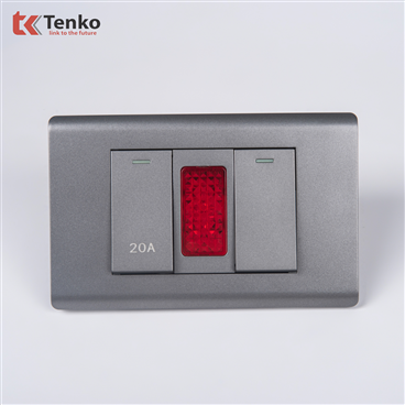 Công Tắc 20A Chống Cháy C25-081 Mặt Nhựa PC Xám