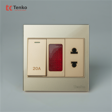 Bộ Công Tắc 20A Kèm Đèn Báo TK-V18-080 Vàng