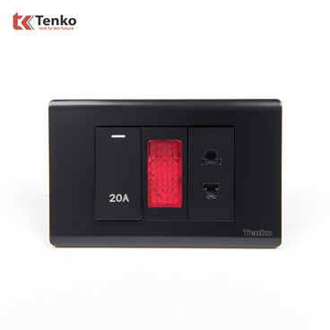 Công Tắc 20A Kèm Đèn Báo TKC25-080 Mặt Nhựa PC Đen