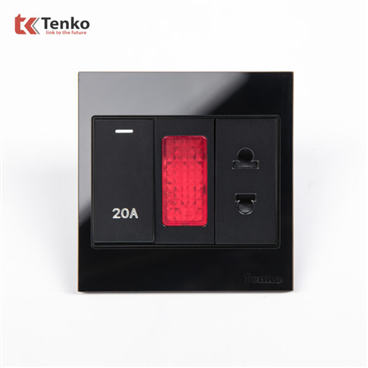 Công Tắc 20A Mặt Kính Cường Lực TK-V18-080 Đen