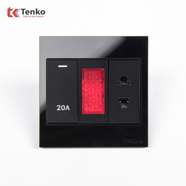 Công Tắc 20A Mặt Kính Cường Lực TK-V18-080 Đen