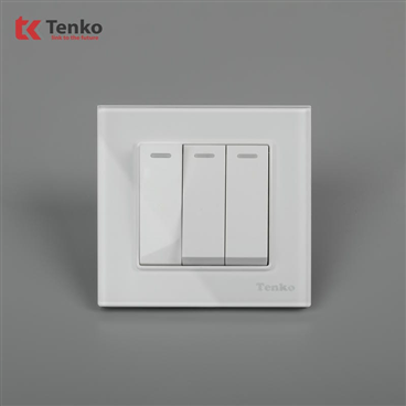 Công Tắc 3 Nút Mặt Kính Cường Lực F71D-03 Trắng
