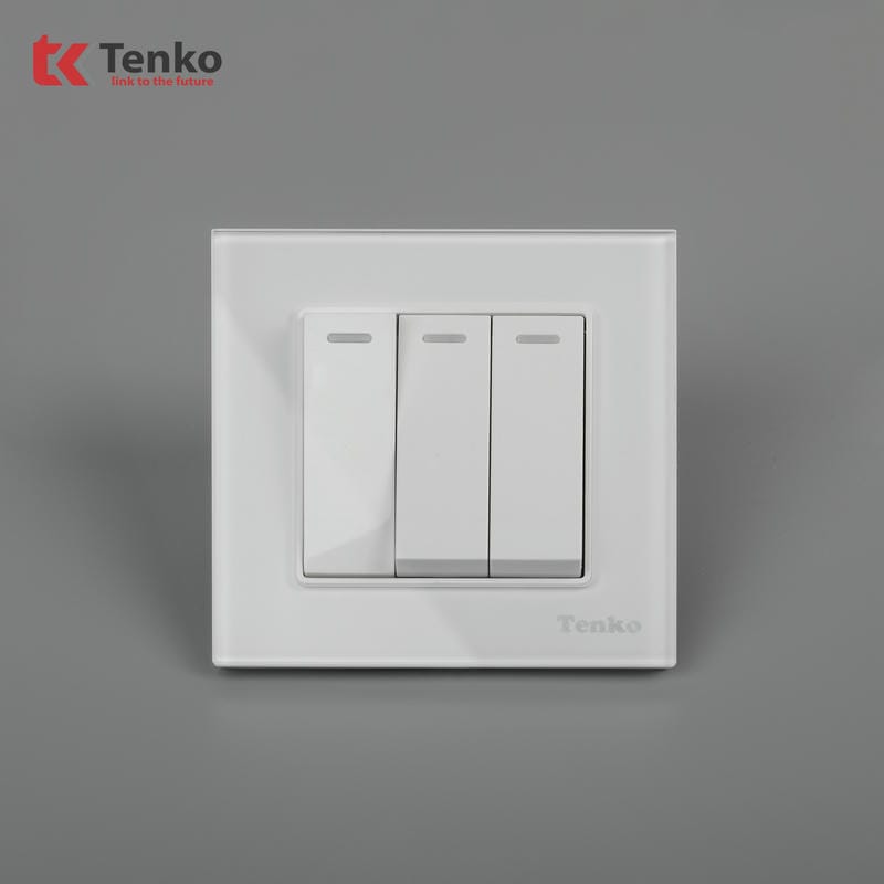 Công Tắc 3 Nút Mặt Kính Cường Lực F71D-03 Trắng