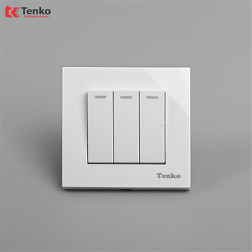 Công Tắc 3 Nút Mặt Nhựa Cao Cấp TT-03 Trắng