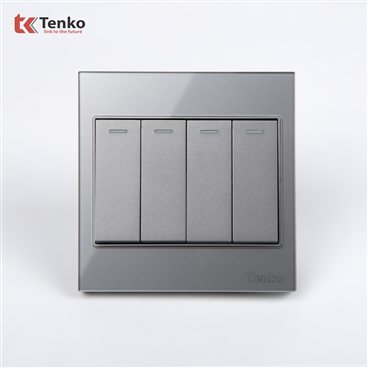 Công Tắc 4 Nút Kính Cường Lực TK-V18-04 Xám
