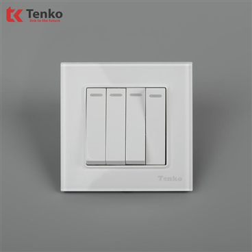 Công Tắc 4 Nút Mặt Kính Cường Lực F71D-04 Trắng