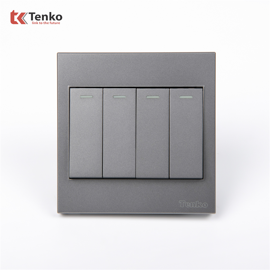 Công Tắc 4 Nút Mặt Nhựa ABS Tenko TK-V1-04