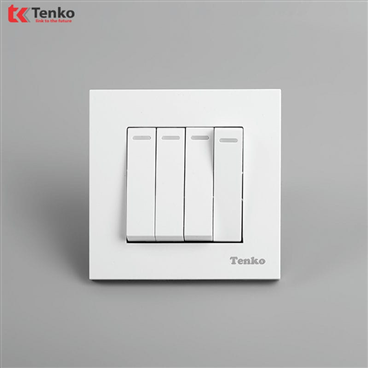 Công Tắc 4 Nút Mặt Nhựa Cao Cấp TT-04 Trắng