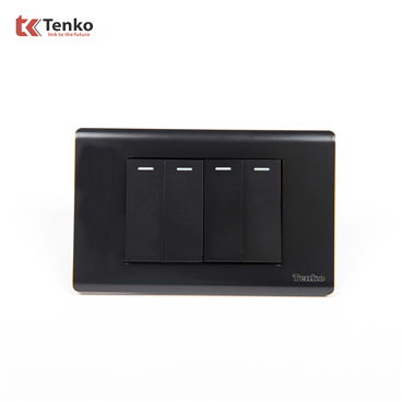 Công Tắc 4 TENKO TK-C25-04 Nút Mặt Nhựa PC Đen