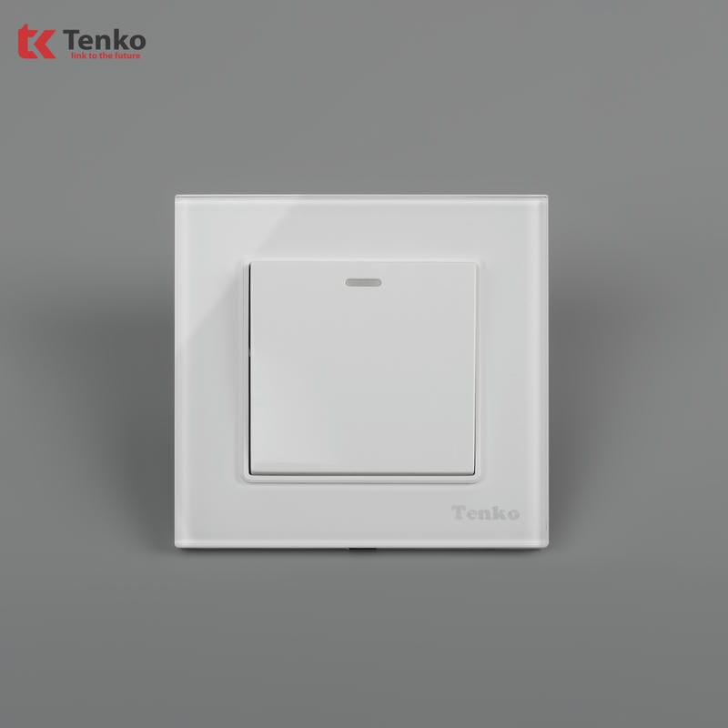 Công Tắc 1 Nút Mặt Kính Cường Lực F71D-01 Trắng