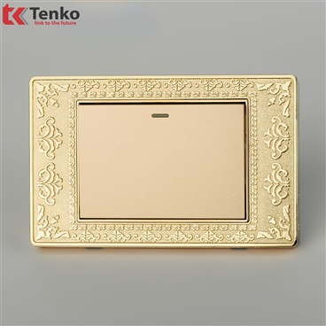 Công Tắc Điện 1 Nút Mặt Hoa Văn Đồng TK-C8-01