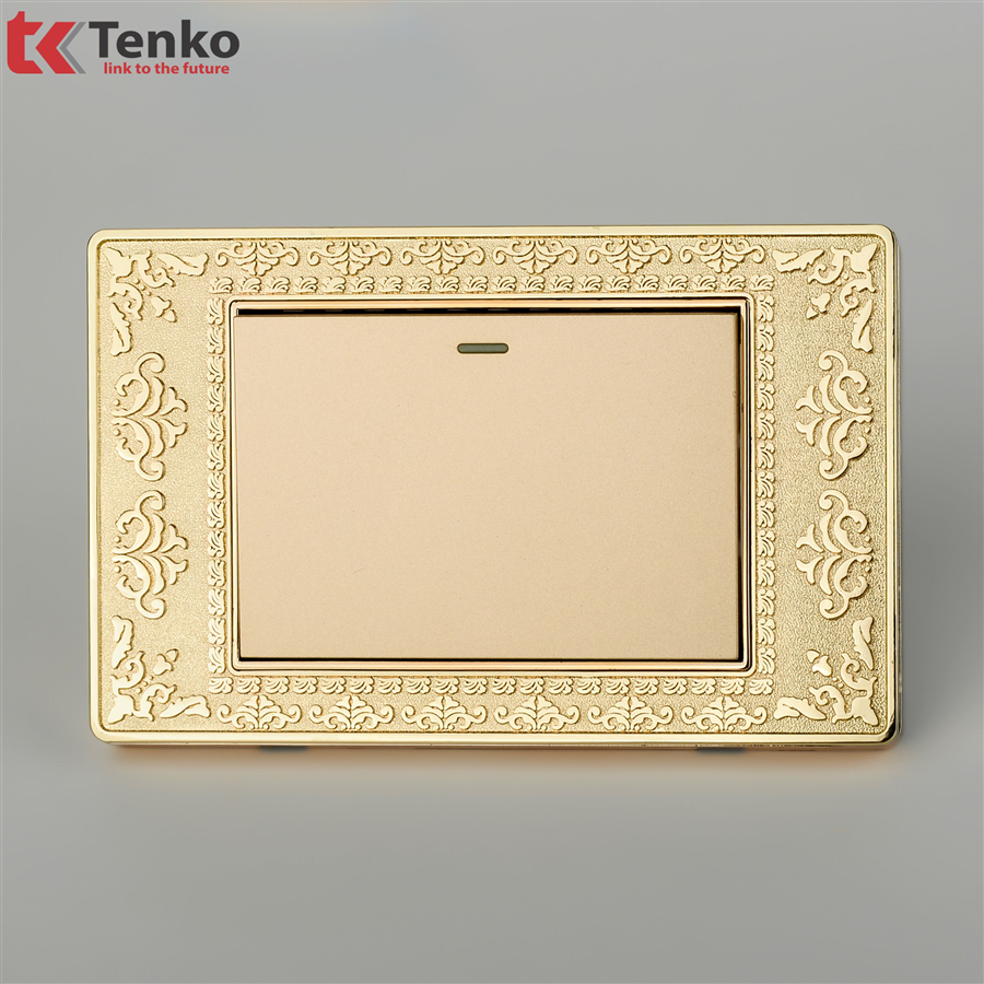 Công Tắc Điện 1 Nút Mặt Hoa Văn Đồng TK-C8-01