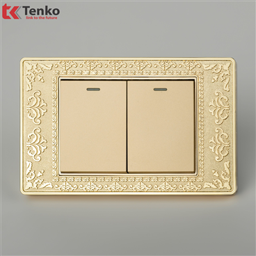 Công Tắc Điện 2 Nút Mặt Hoa Văn Đồng TK-C8-02