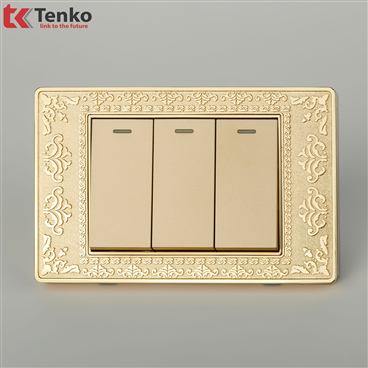 Công Tắc Điện 3 Nút Mặt Hoa Văn  TK-C8-03