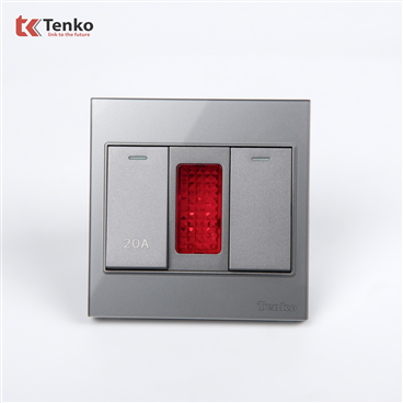 Công Tắc 20A Kèm Đèn Báo Mặt Kính TK-V18-081 Xám