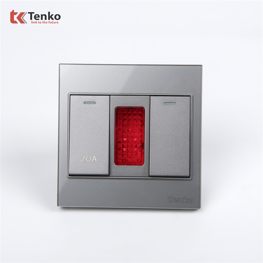 Công Tắc 20A Kèm Đèn Báo Mặt Kính TK-V18-081 Xám