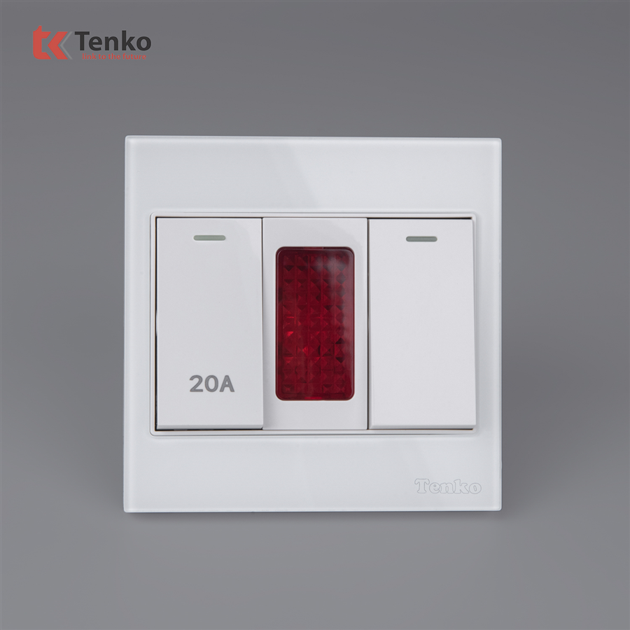 Bộ Công Tắc 20A Mặt Kính Cường LựcTK-V18-081 Trắng