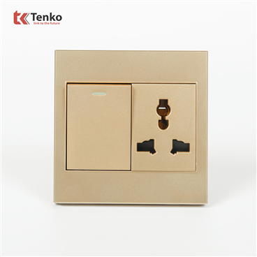 Công Tắc ,Ổ Cắm 3 Chấu Tenko TK-V1-039 Vàng