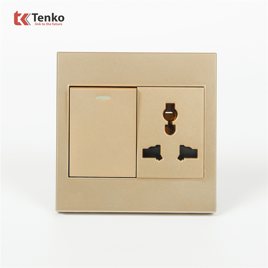 Công Tắc ,Ổ Cắm 3 Chấu Tenko TK-V1-039 Vàng