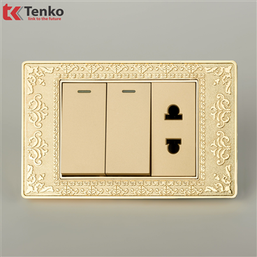 Công Tắc Ổ Cắm Âm Tường Mặt Hoa Văn Đồng TK-C8-027