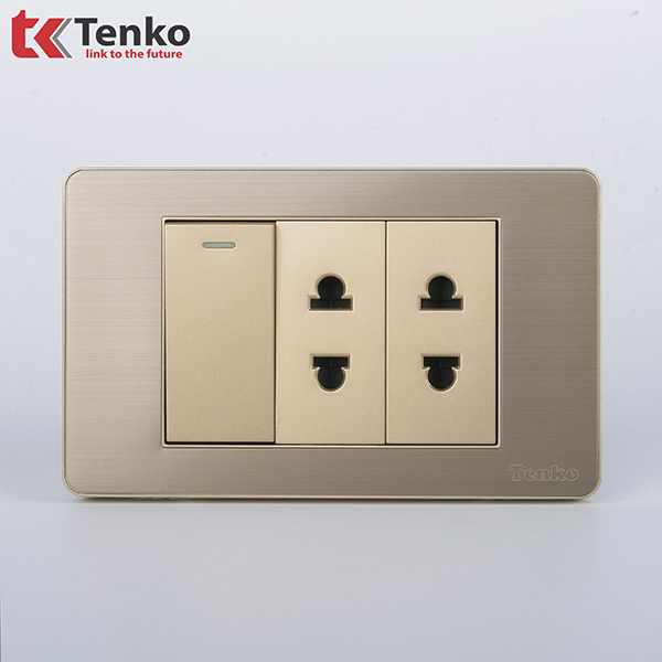 Công Tắc Ổ Cắm Điện Âm Tường Kim Loại  TK-C7G-025