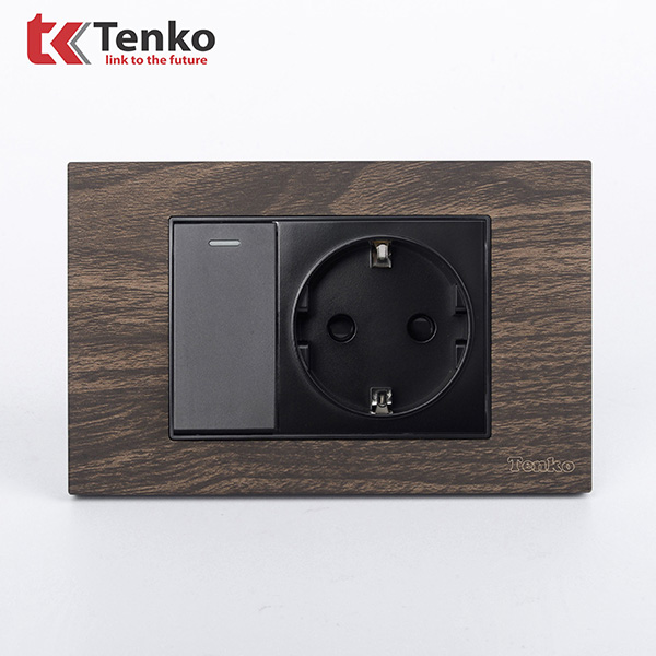Công Tắc Ổ Cắm Điện Âm tường Mặt Vân Gỗ TK-C6A-059