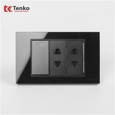 Công Tắc Ổ Cắm Mặt Kính Cường Lực C18-025 Đen
