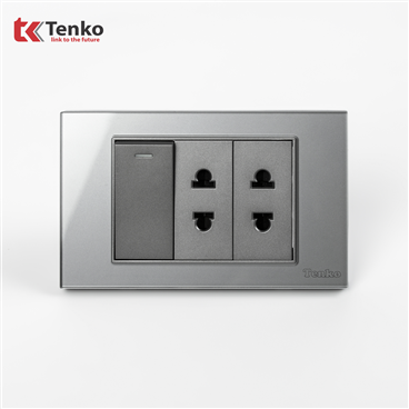 Công Tắc Ổ Cắm Mặt Kính Cường Lực C18-025 Xám