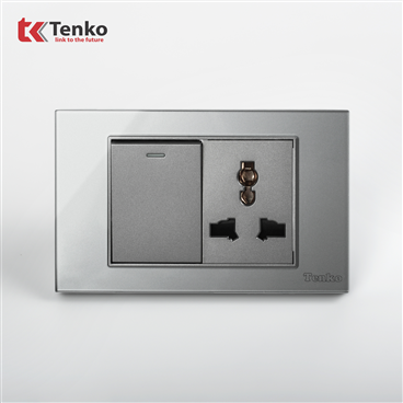 Công Tắc Ổ Cắm Mặt Kính Cường Lực C18-039 Xám