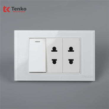 Công Tắc Ổ Cắm Mặt Kính Cường Lực C18-025 Trắng