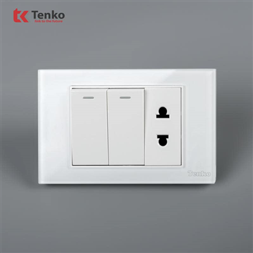 Công Tắc Ổ Cắm Mặt Kính Cường Lực C18-027 Trắng