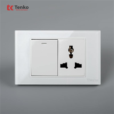 Công Tắc Ổ Cắm Mặt Kính Cường Lực C18-039 Trắng