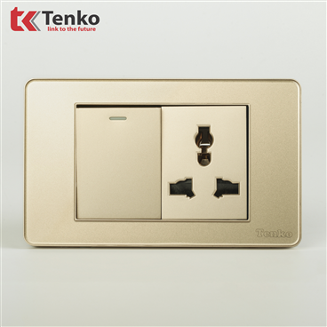 Công Tắc, Ổ Cắm Mặt Nhựa Phủ Bóng Kính C9-039 Vàng