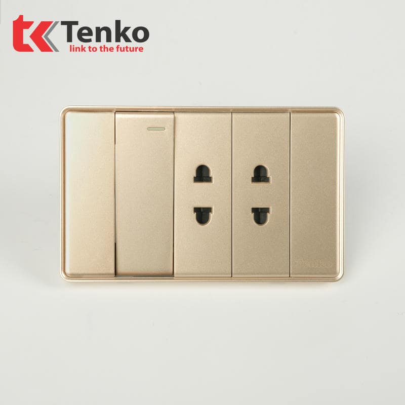 Công Tắc, Ổ Cắm Tràn Viền C1-025 Vàng Viền Vàng