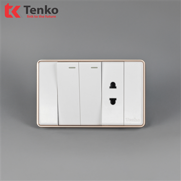 Công Tắc, Ổ Cắm Tràn Viền C1-027 Trắng Viền Vàng