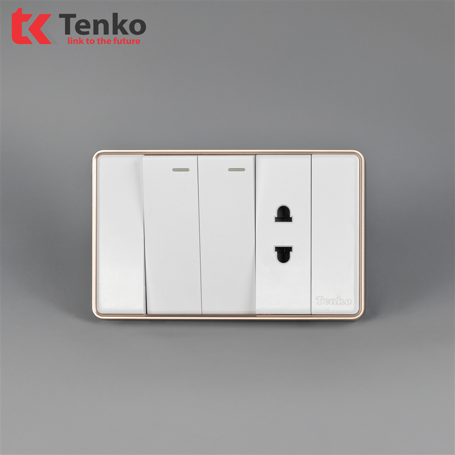 Công Tắc, Ổ Cắm Tràn Viền C1-027 Trắng Viền Vàng