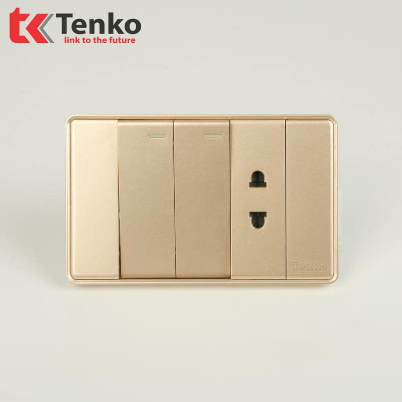 Công Tắc, Ổ Cắm Tràn Viền C1-027 Vàng Viền Vàng