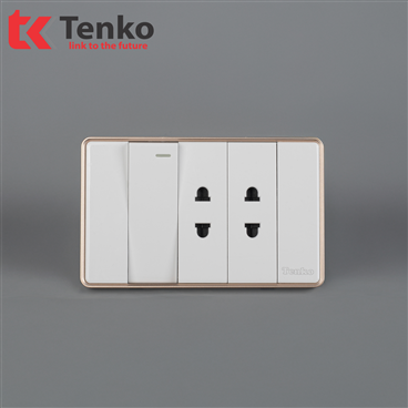 Công Tắc, Ổ Cắm Tràn Viền C1-025 Trắng Viền Vàng