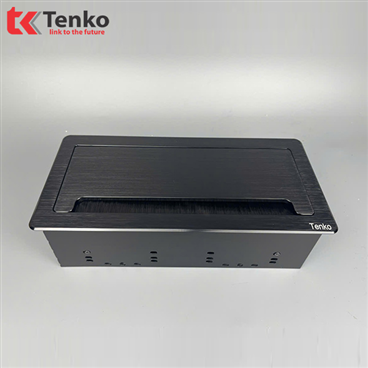 Hộp Ổ Cắm Âm Bàn Hợp Kim Nhôm Tenko TK-D4S Đen