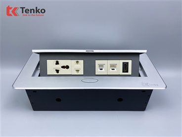 Hộp Ổ Cắm Điện Âm Bàn Họp Tenko TK-AS04DN Màu Bạc