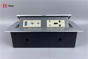 Hộp Ổ Cắm Điện Âm Bàn Họp Tenko TK-AS05DN Màu Bạc