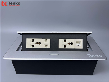 Hộp Ổ Cắm Điện Âm Bàn Họp Tenko TK-AS07DN Màu Bạc