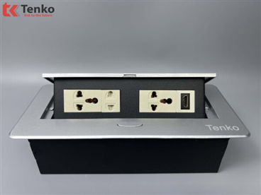 Hộp Ổ Cắm Điện Âm Bàn Họp Tenko TK-AS08DN Màu Bạc