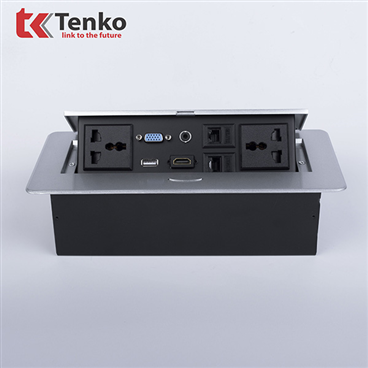 Hộp Ổ Cắm Điện Âm Bàn Họp Tenko TK-AS09DN Màu Bạc