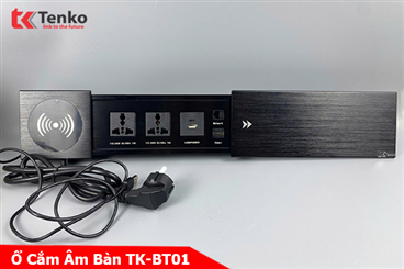 Hộp ổ điện âm bàn Tenko TK-BT01 nắp trượt màu đen