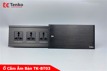 Hộp ổ điện âm bàn Tenko TK-BT03 nắp trượt màu đen