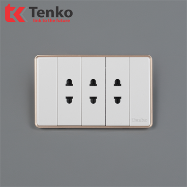 Ổ Cắm 2 Chấu Tràn Viền C1-020 Trắng Viền Vàng