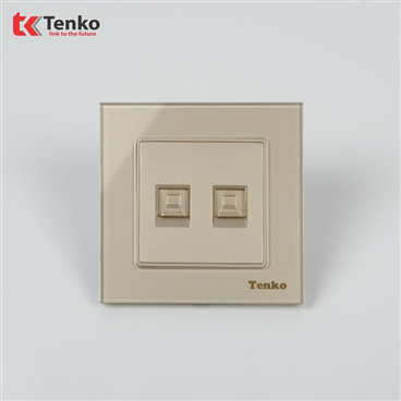 Ổ Cắm 2 Mạng LAN Mặt Kính Cường Lực F71D-52 Vàng