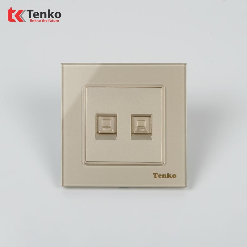 Ổ Cắm 2 Mạng LAN Mặt Kính Cường Lực F71D-52 Vàng