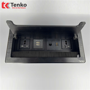 Ổ Cắm Âm Bàn Hợp Kim Nhôm Tenko TK-D4S-03 Đen
